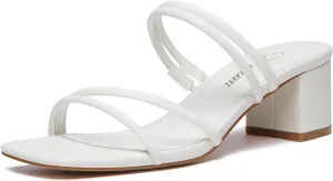 Athlefit Women's Strappy Block Chunky Heels Fashion Square Open Toe Slip On Heeled Sandals