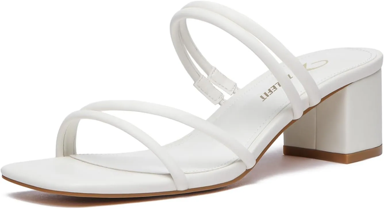 Athlefit Women's Strappy Block Chunky Heels Fashion Square Open Toe Slip On Heeled Sandals
