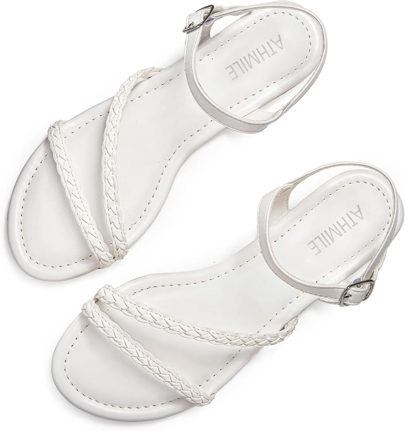 ATHMILE Womens Sandals Dressy Summer Flat Comfortable On Beach Gladiator Cute Slides Casual Braided Sandals for Women 2025 Size 5-10