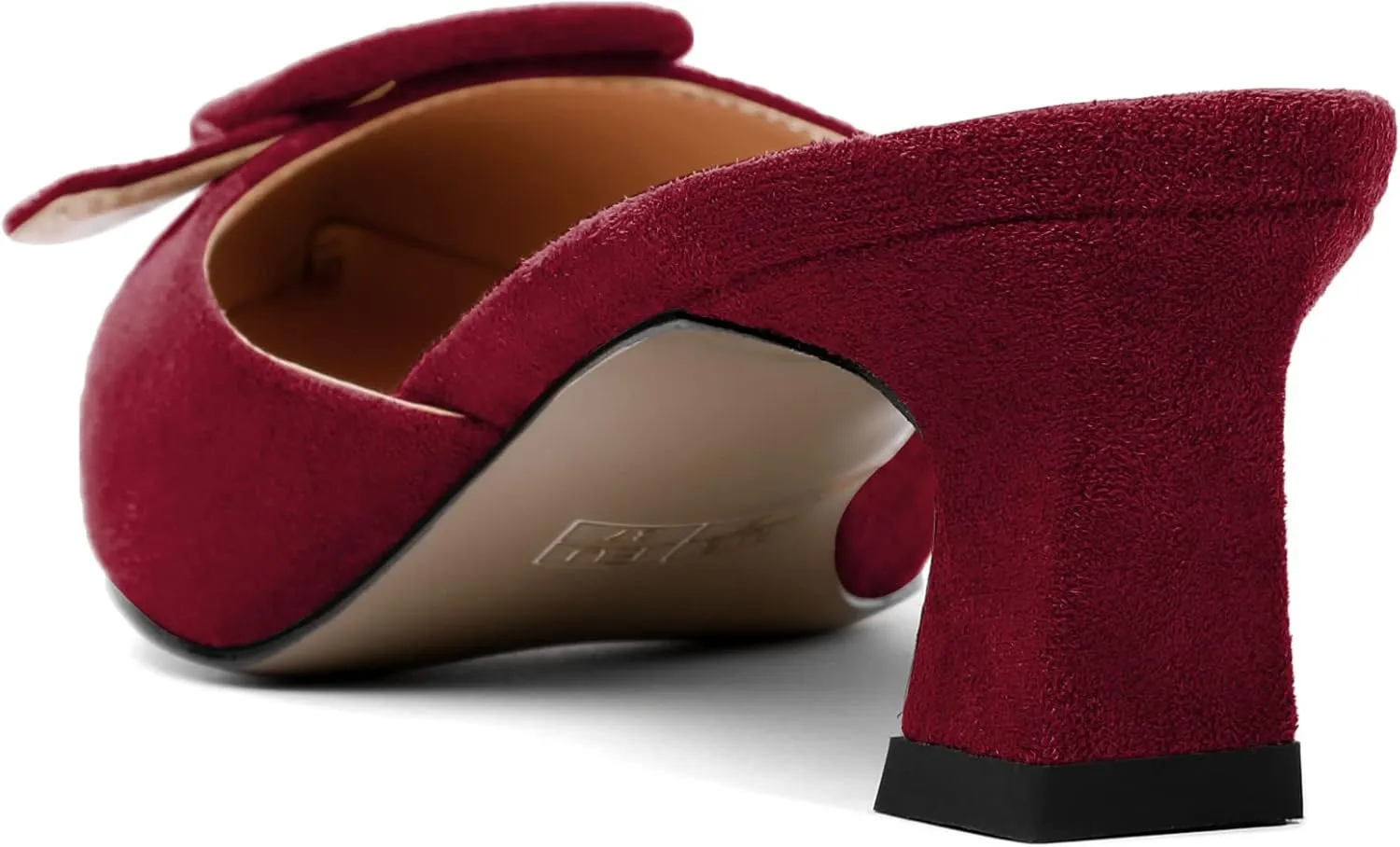 AUMOTE Women's Low Heel Mules Pointed Toe Kitten Heel Sandals Slip On Low Heeled Pump Solid Slippers for Dress Wedding Ladies Shoes 1.96 Inch