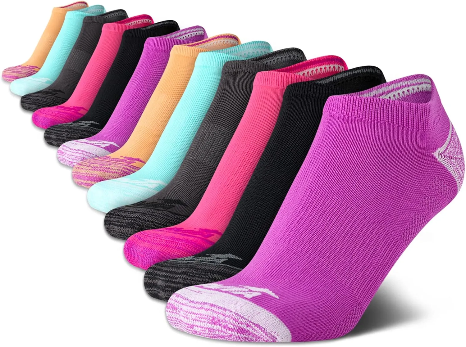 Avia Women's Low Cut Socks - 12 Pack Performance Cushion Comfort No Show Socks - Breathable Athletic Socks for Women (4-9), Size 4-9, Bright Assorted