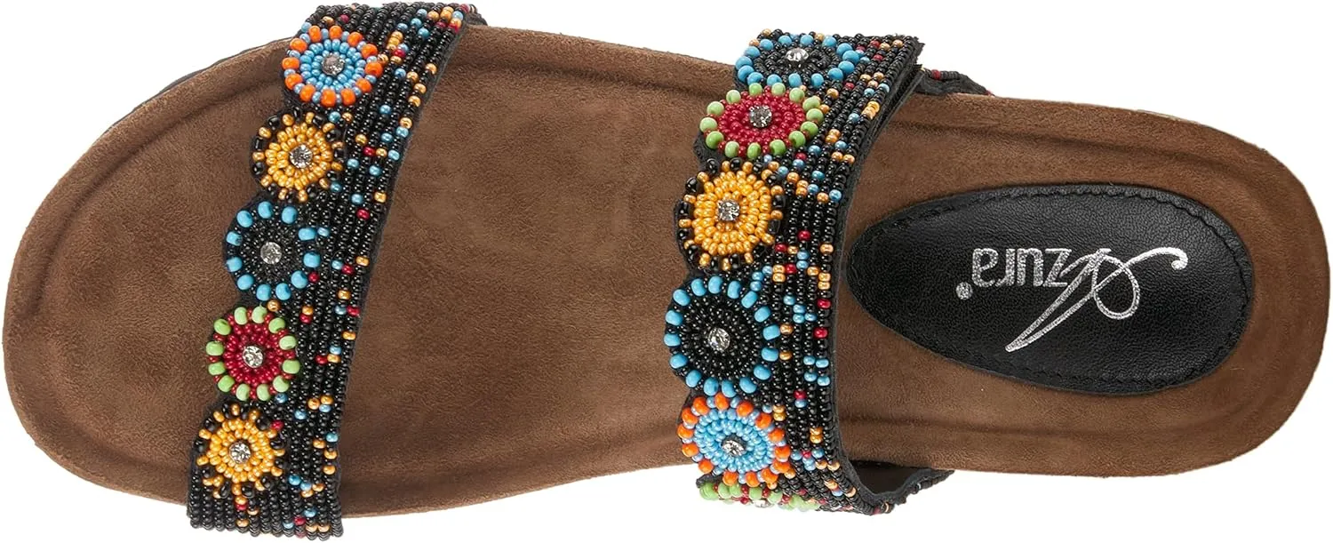 Azura Bahama Slide Sandals | Women's Footwear with Beads, Crystals & Cork Wedge