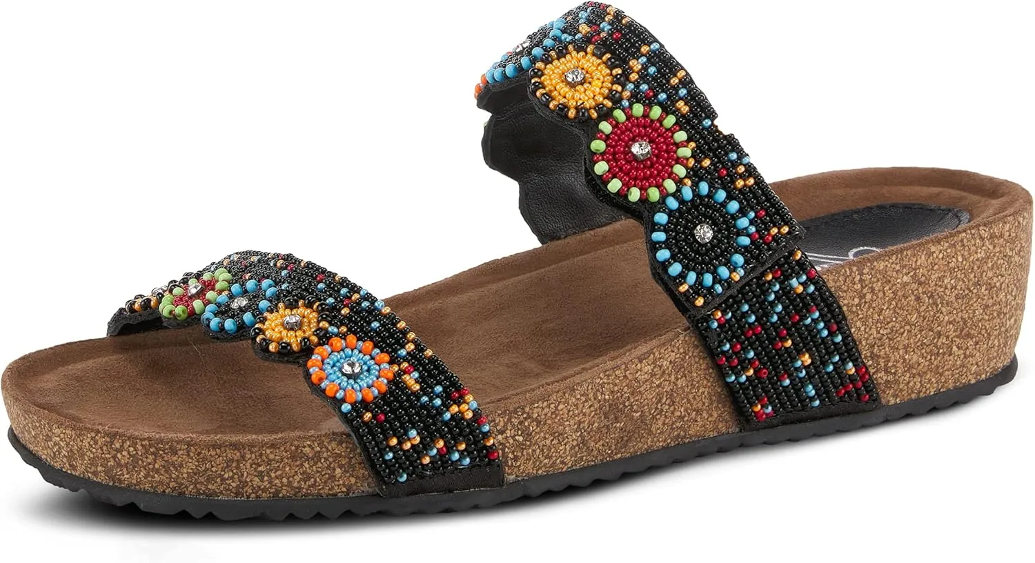 Azura Bahama Slide Sandals | Women's Footwear with Beads, Crystals & Cork Wedge