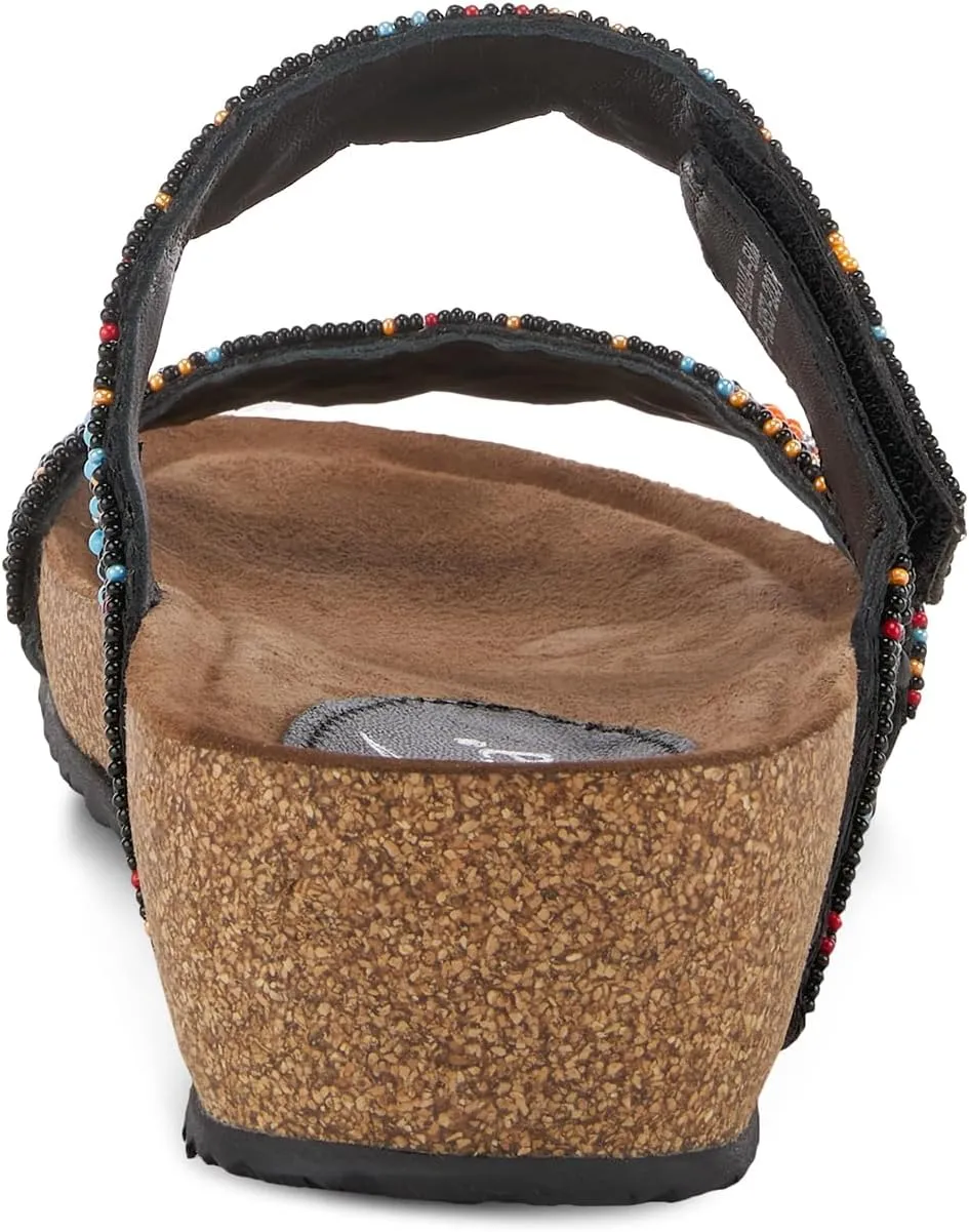 Azura Bahama Slide Sandals | Women's Footwear with Beads, Crystals & Cork Wedge