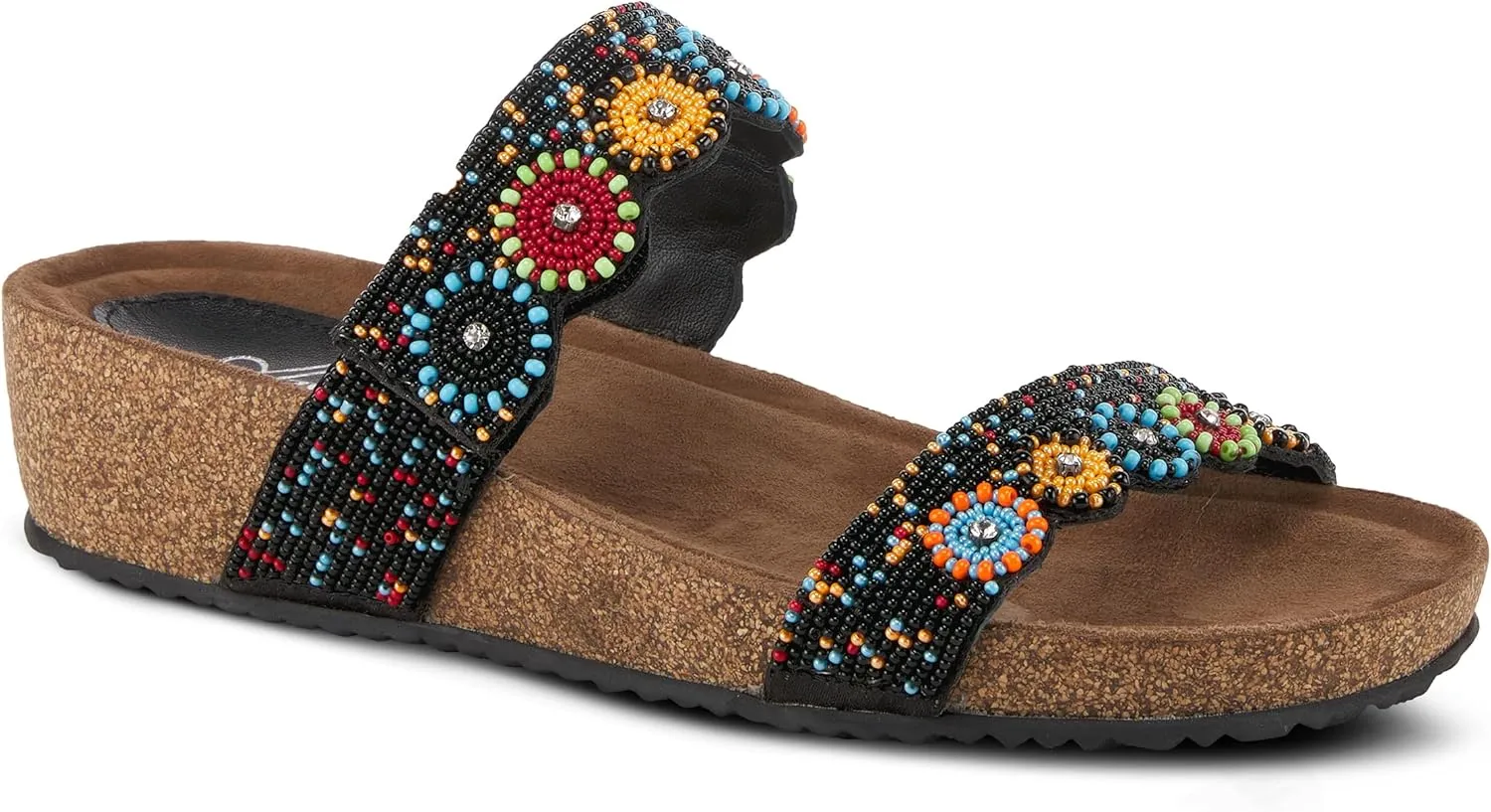 Azura Bahama Slide Sandals | Women's Footwear with Beads, Crystals & Cork Wedge