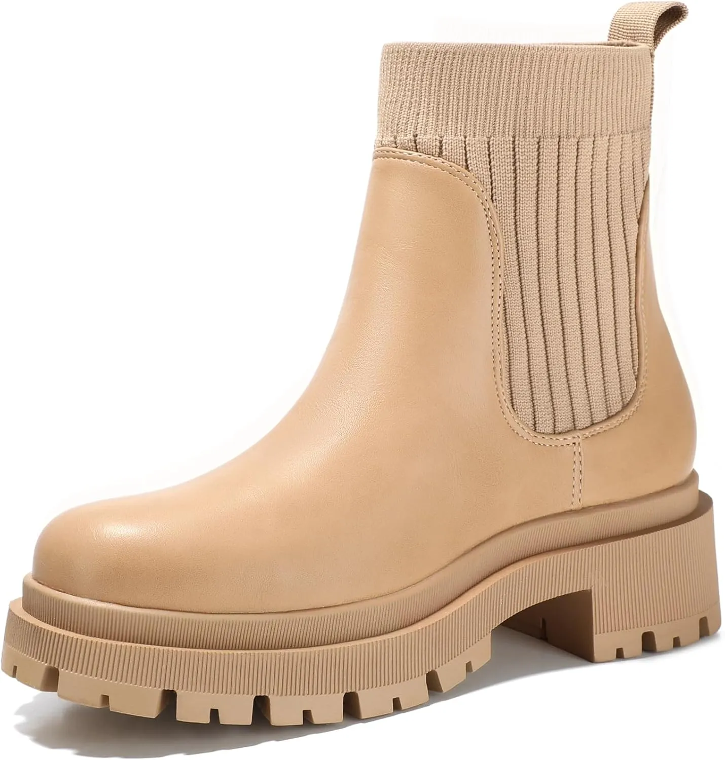 Bacia Women's Chelsea Boots Fashion Ankle Boots Comfort Platform Elastic Chunky Boots wite Lug Sole