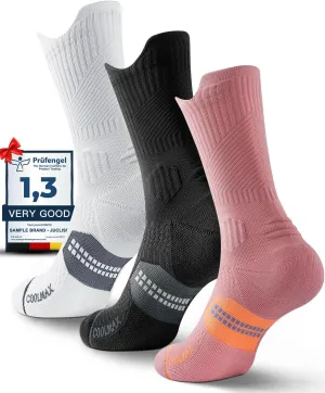 Bamboo Viscose Compression Running Crew Socks, Coolmax Moisture-Wicking Anti-Blister Hiking&Gym Athletic Socks