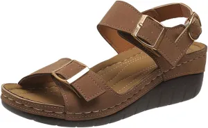 BBPM Women's Flat Sandals Summer Arch Support Sandals Comfortable Walking Wedge Sandals Orthopedic Shoes Slip-on Light Weight Slingback Casual Walking Sandals