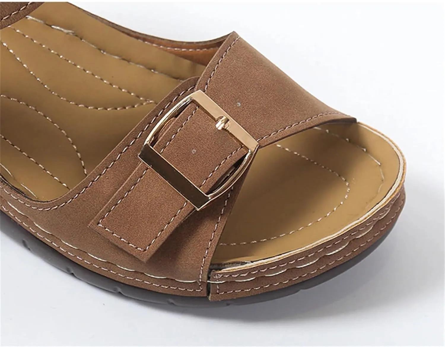 BBPM Women's Flat Sandals Summer Arch Support Sandals Comfortable Walking Wedge Sandals Orthopedic Shoes Slip-on Light Weight Slingback Casual Walking Sandals
