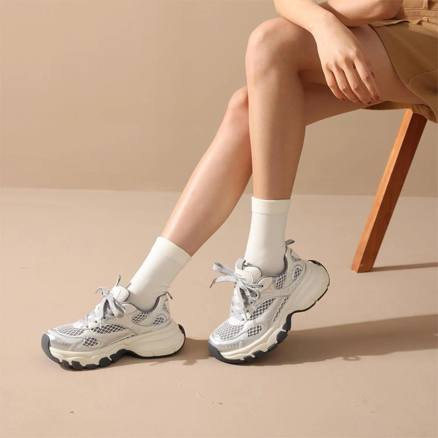 BEAU TODAY Walking Sneakers for Women Fashion Walking Shoes Chunky Platform Sneakers for Women Comfortable Lightweight Running Tennis Shoes Casual Athletic Gym Workout Shoes