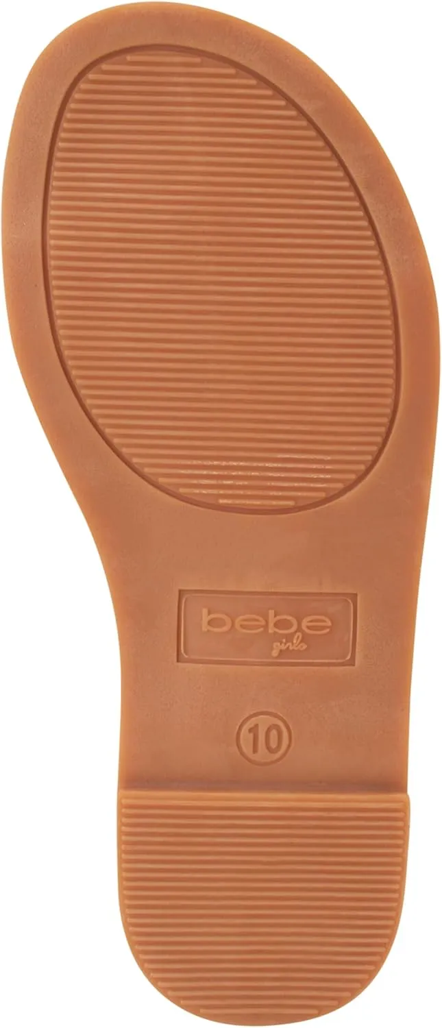 bebe Girls' Sandals - Lightweight Open Toe Little Girl Dress Shoes Flat Sandals with Butterfly Accent for Easter Summer