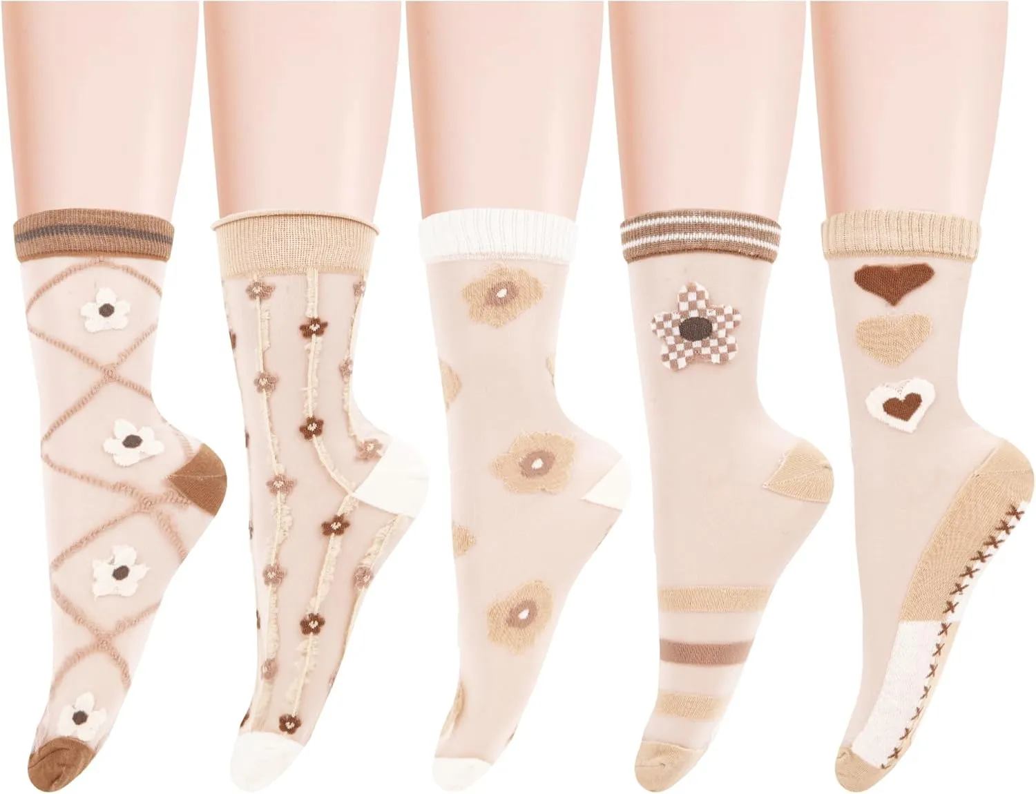 Benefeet Sox Lace Sheer Mesh Socks for Women Girls UltraThin Transparent See Through Nylon Ankle Stocking Socks