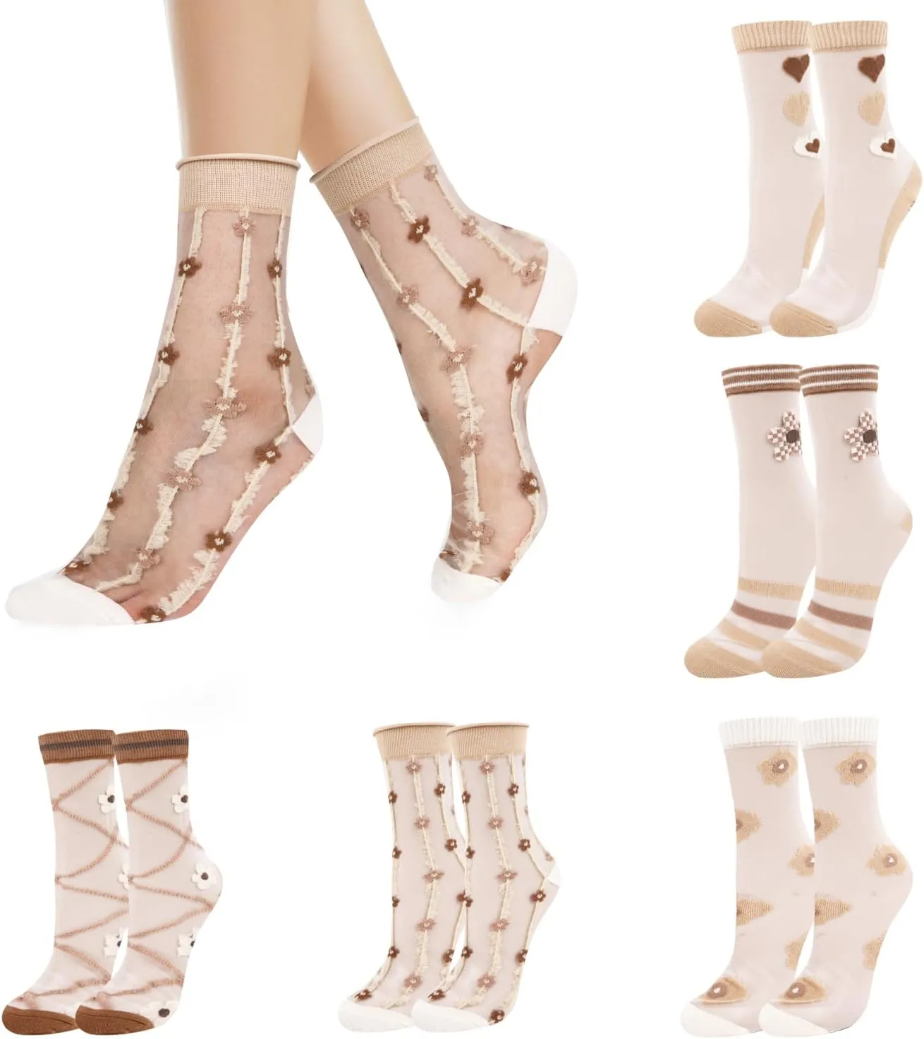 Benefeet Sox Lace Sheer Mesh Socks for Women Girls UltraThin Transparent See Through Nylon Ankle Stocking Socks