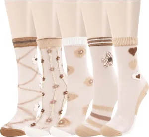 Benefeet Sox Lace Sheer Mesh Socks for Women Girls UltraThin Transparent See Through Nylon Ankle Stocking Socks
