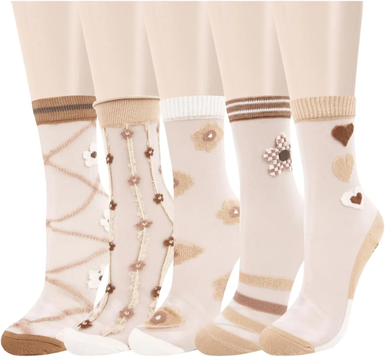 Benefeet Sox Lace Sheer Mesh Socks for Women Girls UltraThin Transparent See Through Nylon Ankle Stocking Socks