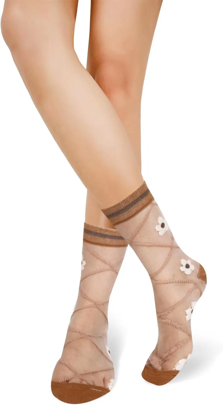 Benefeet Sox Lace Sheer Mesh Socks for Women Girls UltraThin Transparent See Through Nylon Ankle Stocking Socks