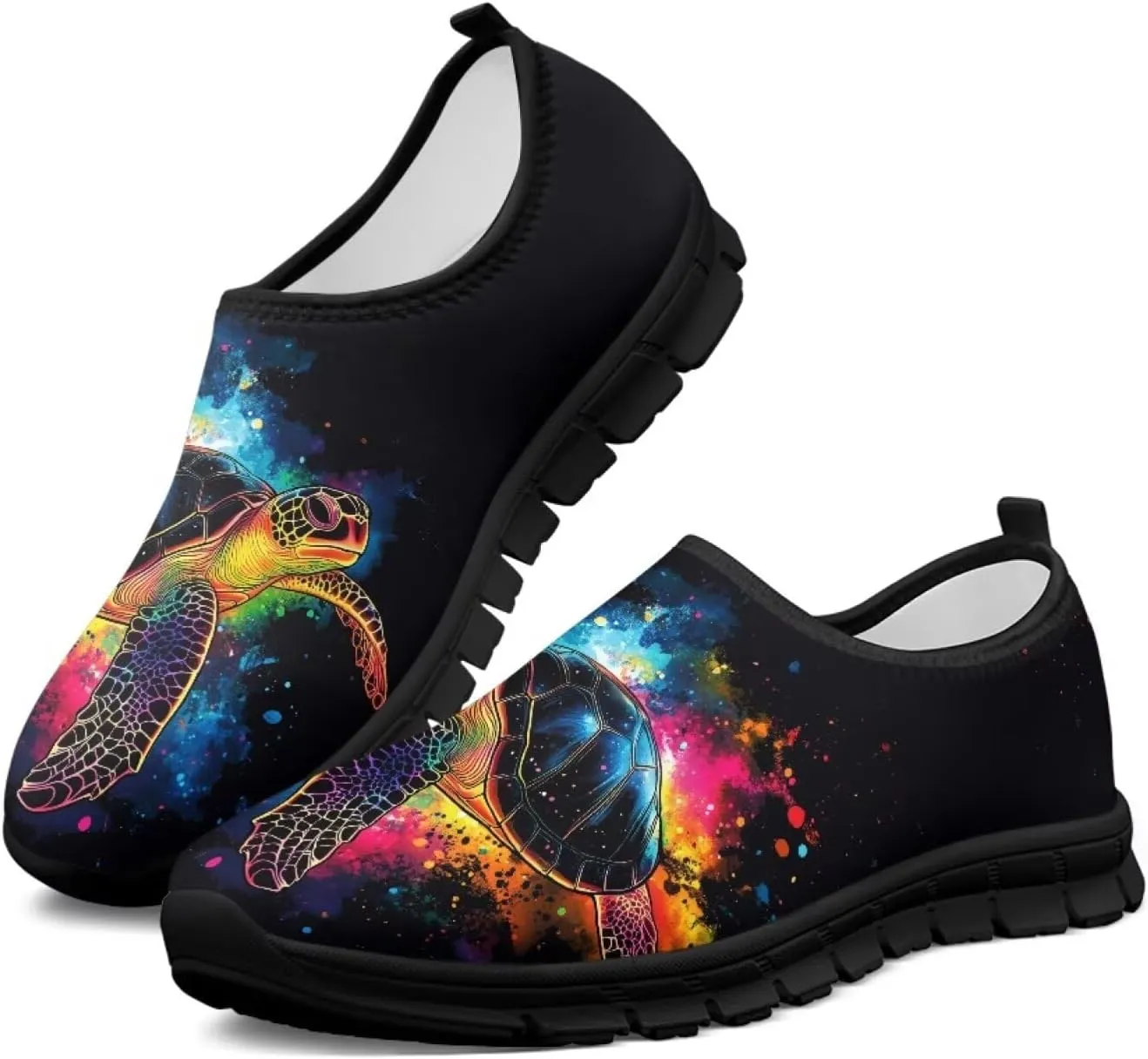 Binienty Casual Sneakers for Women Men Sea Turtle Animal Print Loafers Arch Support Low Cut Platform Loafers
