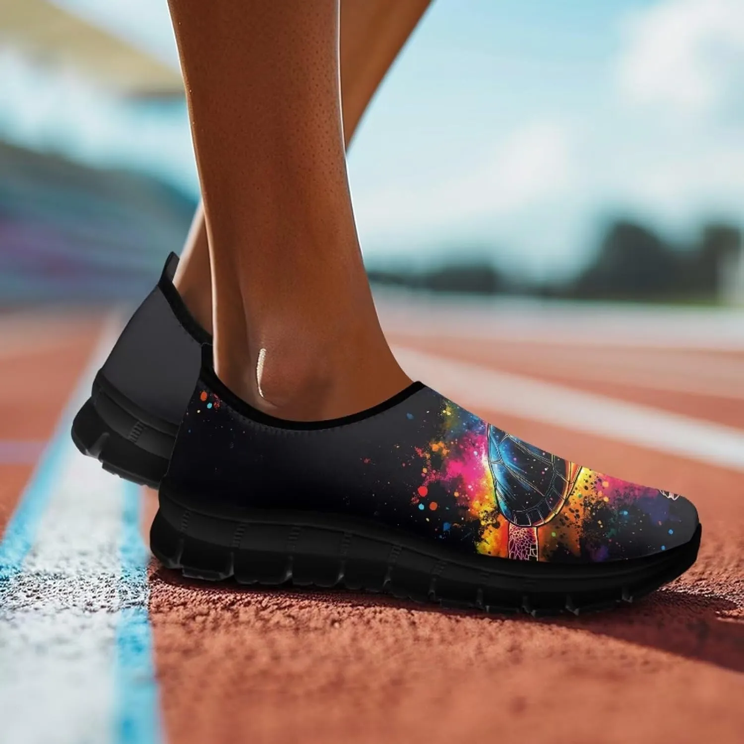 Binienty Casual Sneakers for Women Men Sea Turtle Animal Print Loafers Arch Support Low Cut Platform Loafers