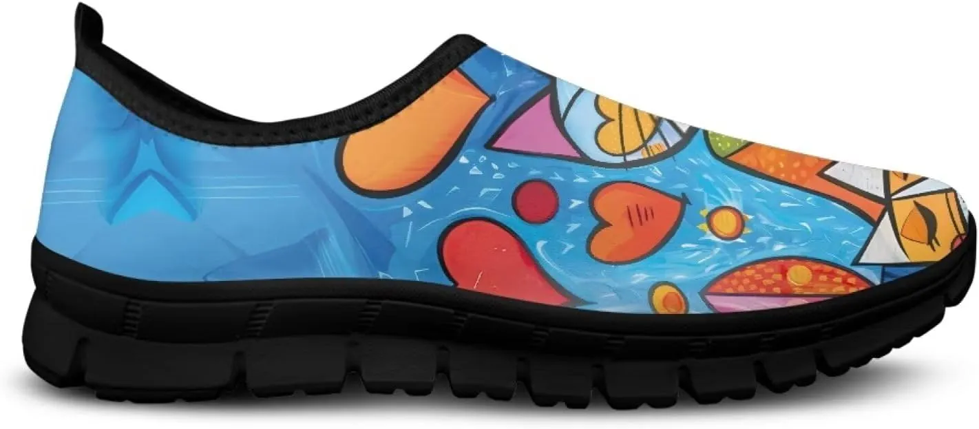 Binienty Slip on Barefoot Shoes Women Low Cut Platform Loafers Fashion Mesh Kint Walking Shoes with EVA Sole