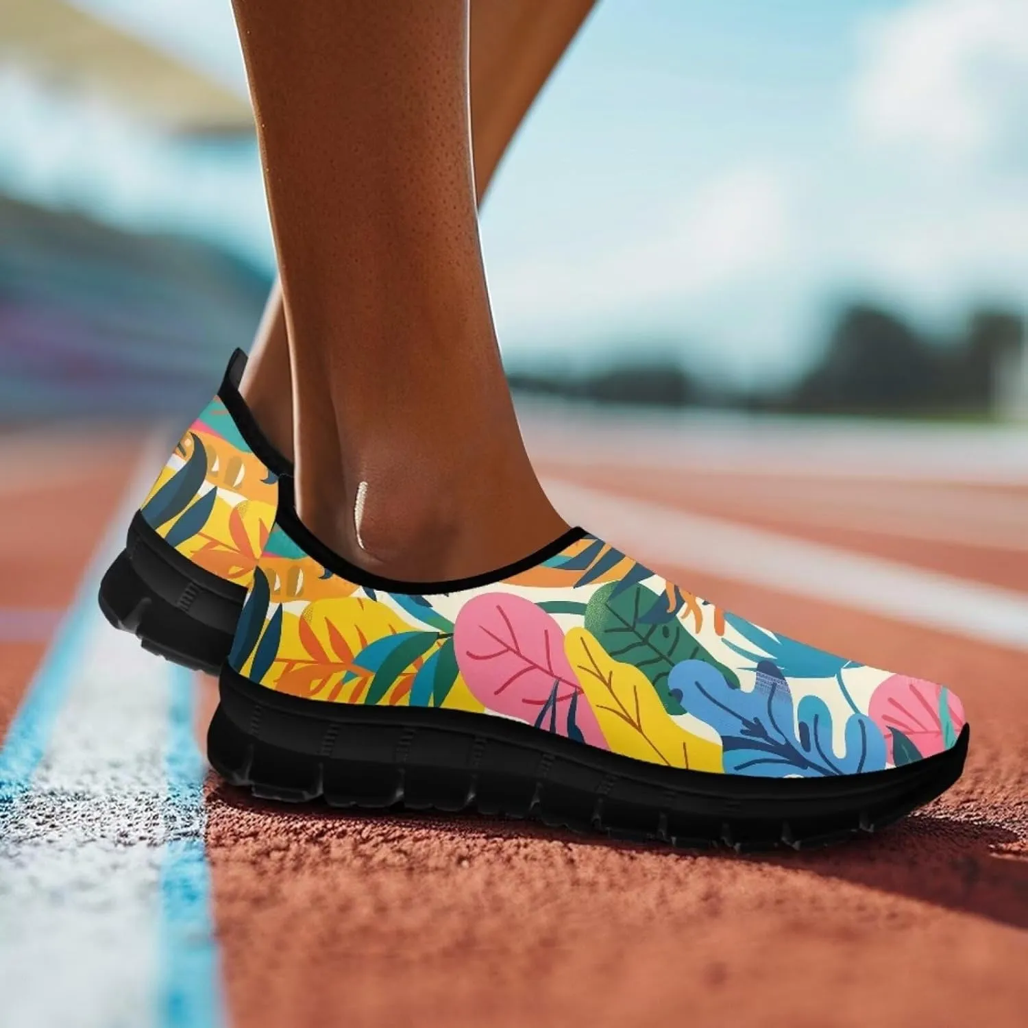 Binienty Women's Walking Shoes Arch Support Loafers Comfy Anti Skid Low-Cut Tennis Athletic Shoe