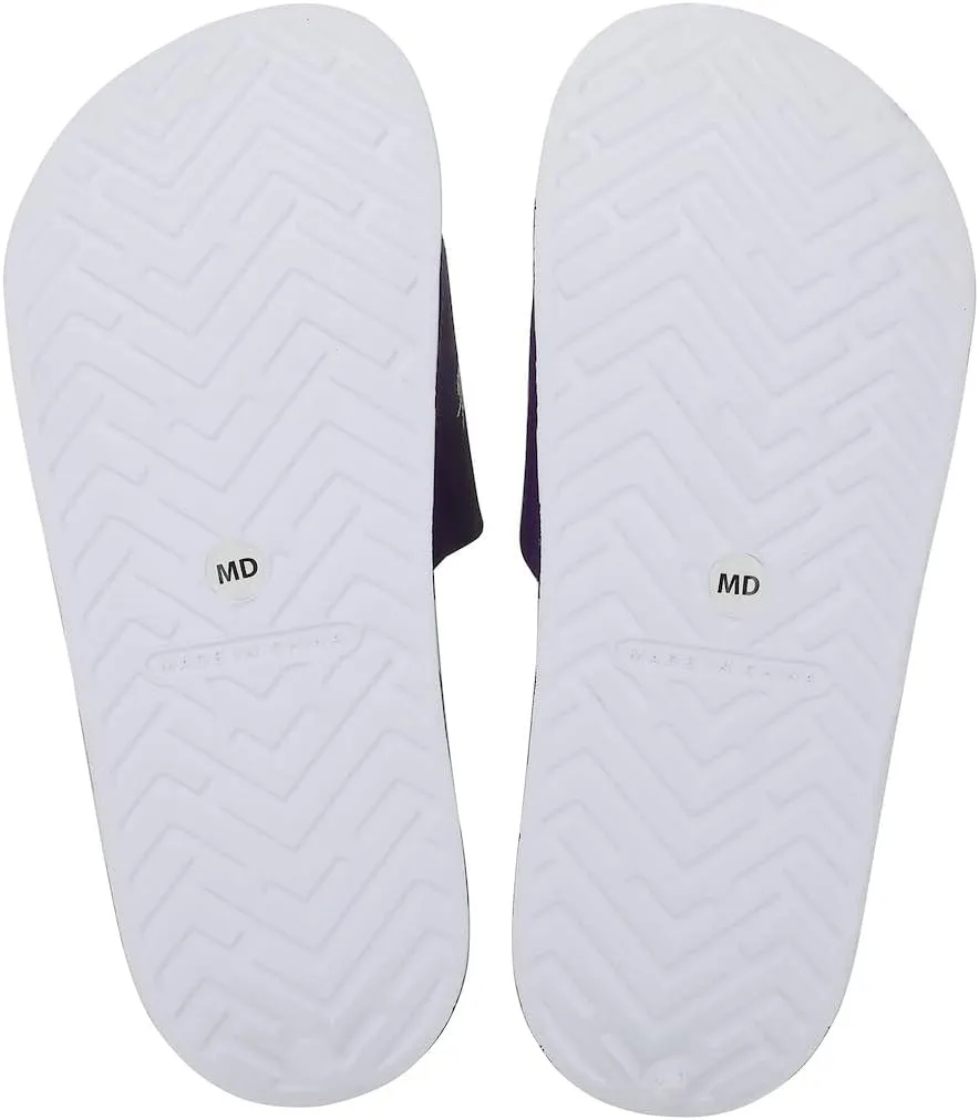 Bioworld Beetlejuice Repeat Movie Title Men's Black & White Striped Slide Sandals