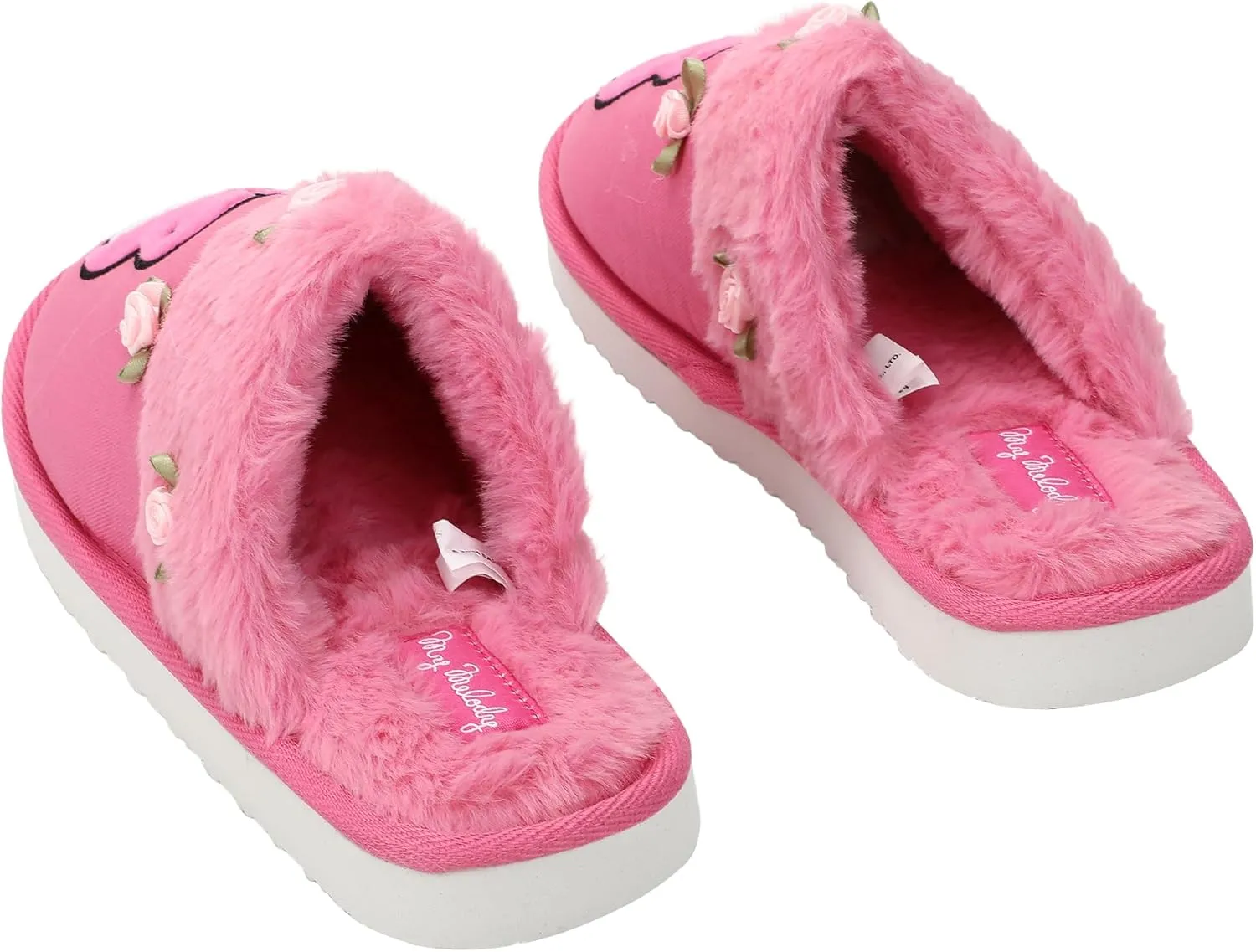 Bioworld My Melody Character & Roses Women's Pink Denim Mules