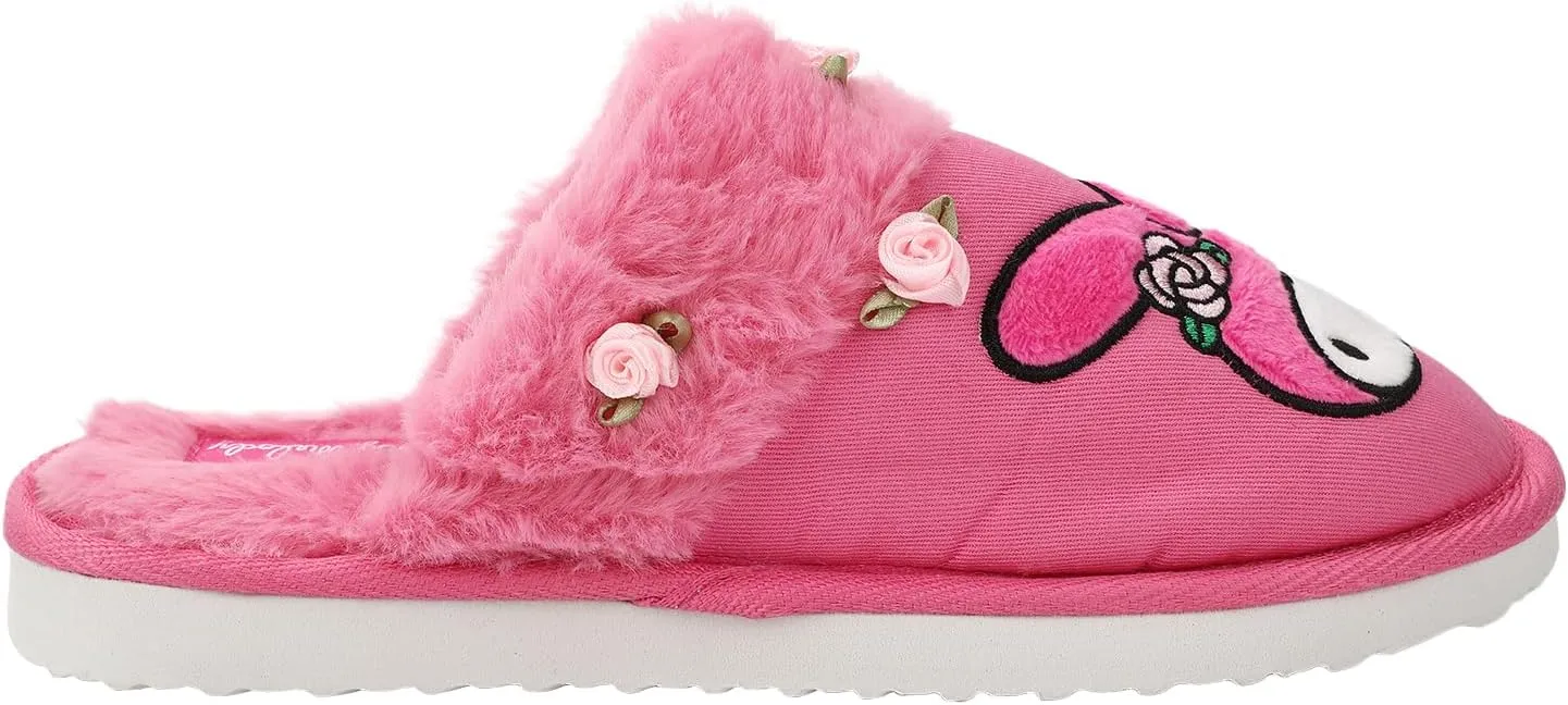 Bioworld My Melody Character & Roses Women's Pink Denim Mules