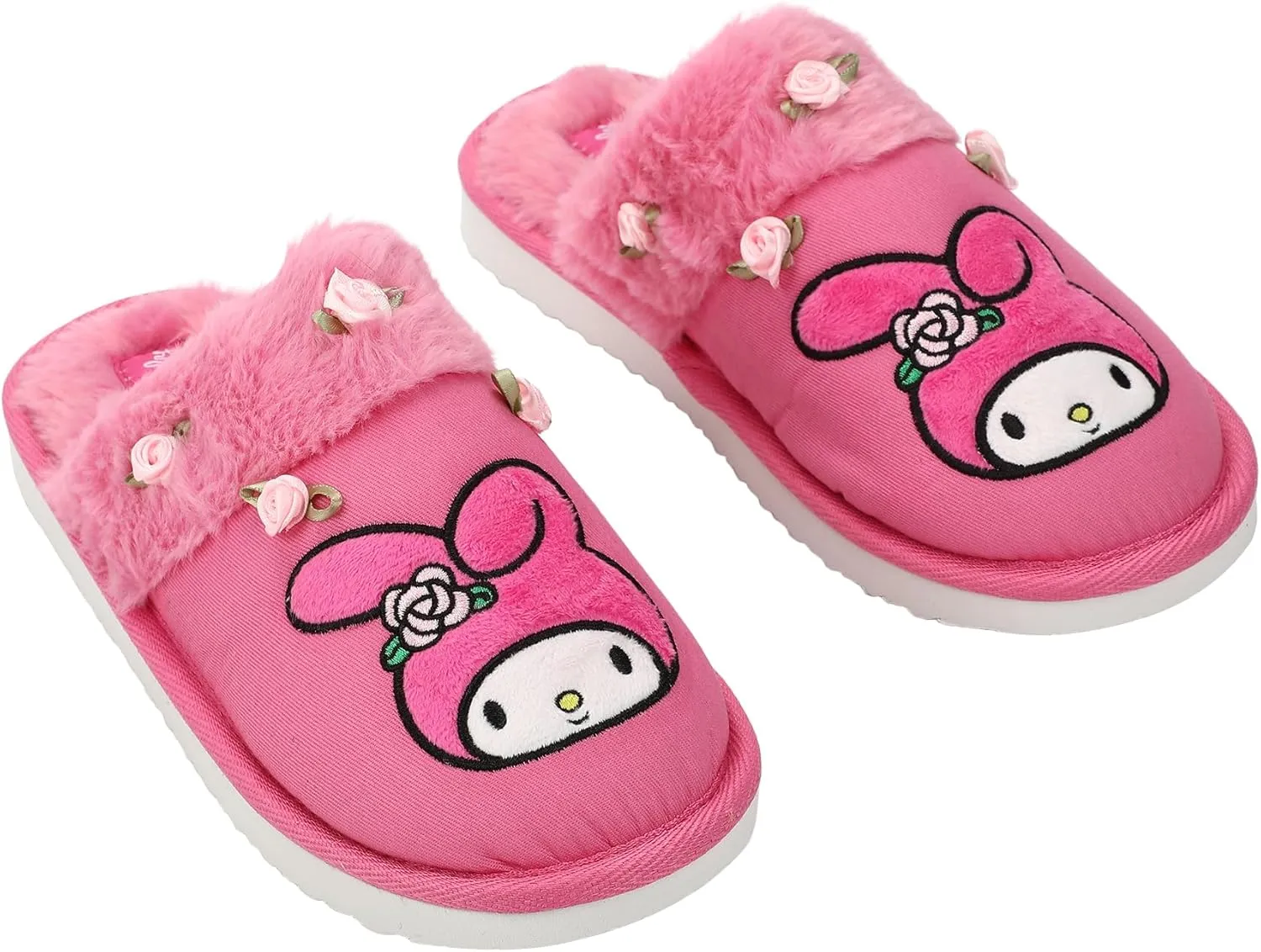 Bioworld My Melody Character & Roses Women's Pink Denim Mules