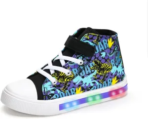 Boys Girls Light Up Sneakers Toddler Canvas High Top Fashion Sneaker Kids Casual Walking Shoes