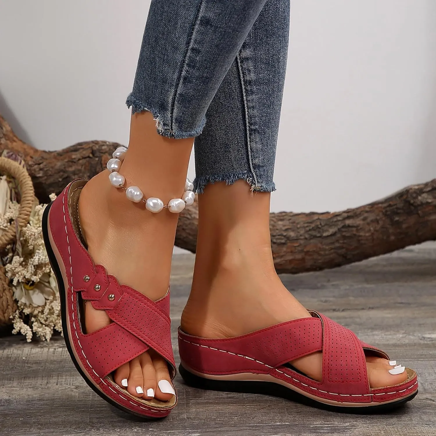 Breathable Mesh Orthopedic Sandals for Women Dressy Damping Sole Upgradation Stretch Sandals Arch Support Walking Summer