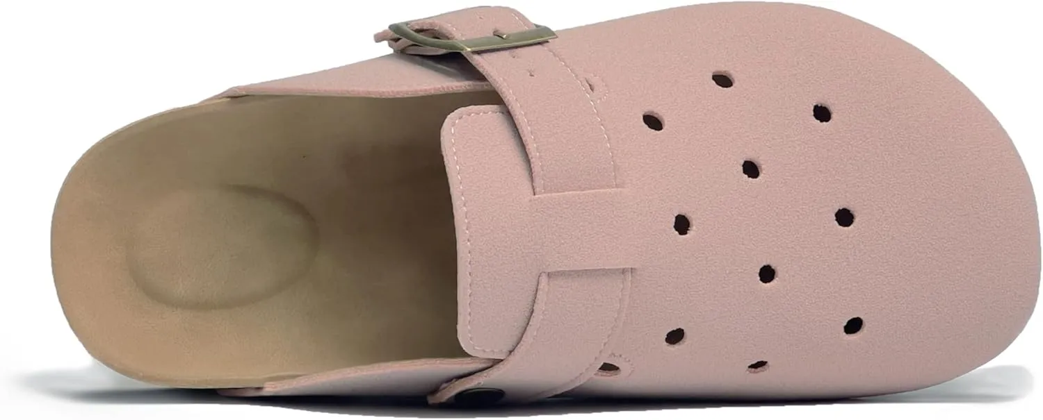 Breathable Women’s Clogs Ventilated Hollow Design Mules with Soft Cork Footbed and Arch Support