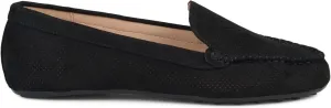 Brinley Co. Womens Comfort Sole Faux Nubuck Laser Cut Loafers Black, 8.5 Regular US