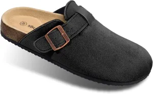 BULLIANT Women Clogs-Comfortable Mules Slippers Sandals Unisex Adjustable Fit-Cushioned Cork-Footbed Flannel Suede Upper