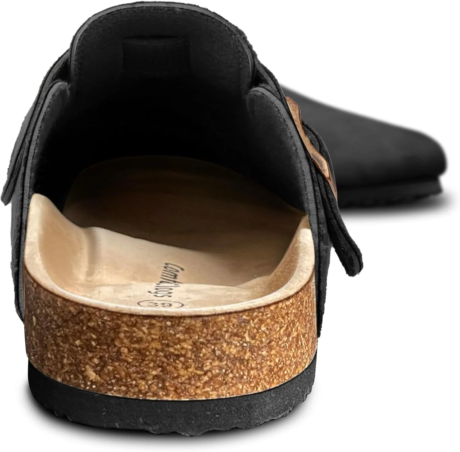 BULLIANT Women Clogs-Comfortable Mules Slippers Sandals Unisex Adjustable Fit-Cushioned Cork-Footbed Flannel Suede Upper