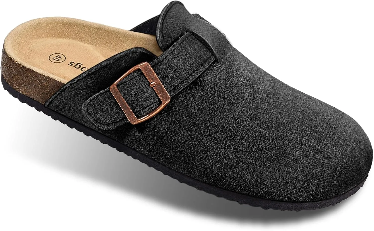 BULLIANT Women Clogs-Comfortable Mules Slippers Sandals Unisex Adjustable Fit-Cushioned Cork-Footbed Flannel Suede Upper