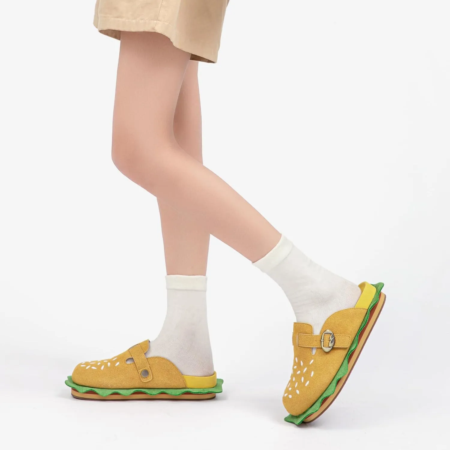 Burger Clogs for Womens Suede Leather Mules Cork Footbed Sandals Comfort Potato Shoes with Arch Support Clogs