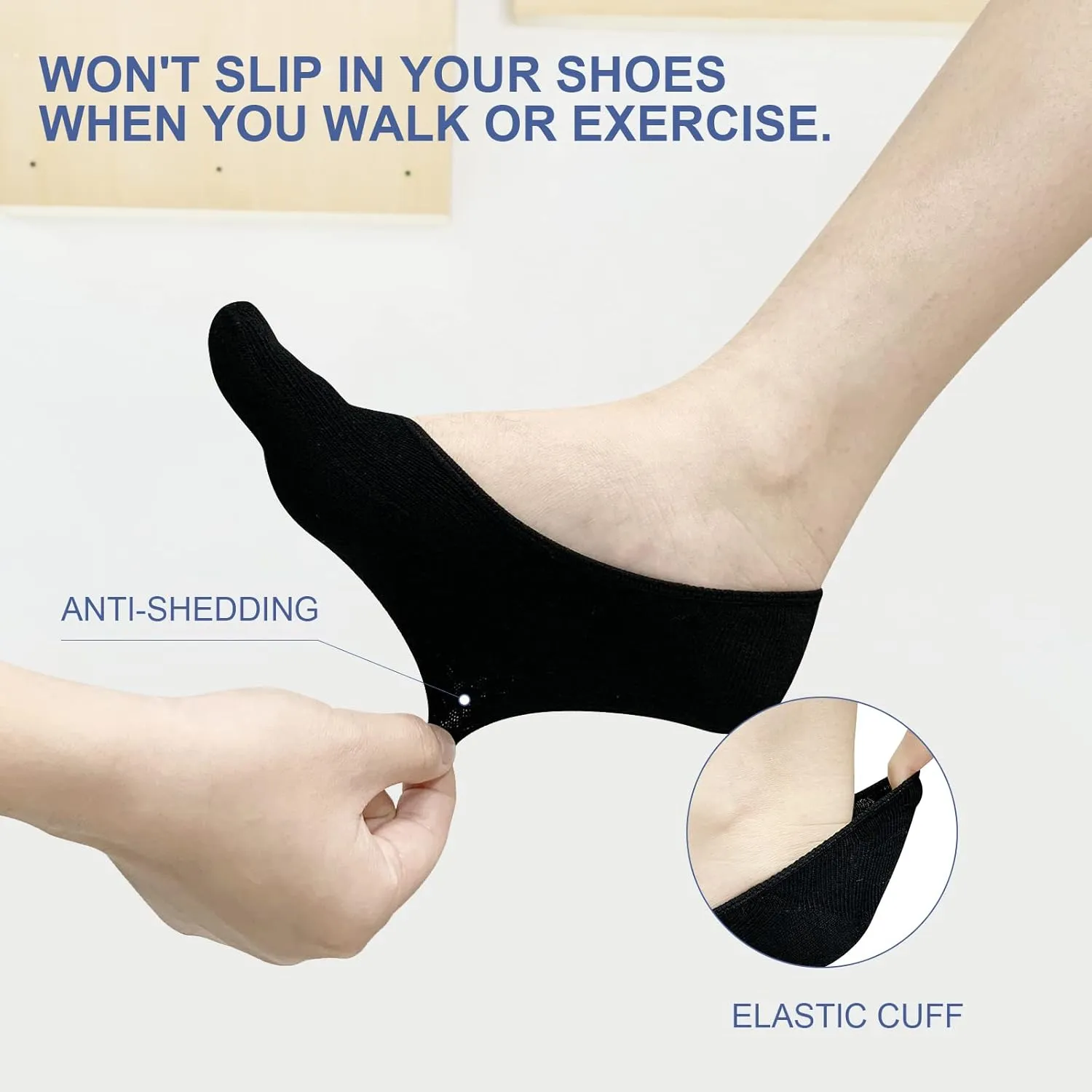 CaiDieNu No Show Toe Socks Women, Low Cut Five Fingers Cotton Running Athletic Invisible Boat Socks, 3/6 Pairs