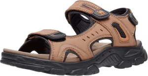 CAMEL CROWN Men's Leather Sandals Hiking Outdoor Water Beach Sports Mens Sandals for Summer with Open Toe Adjustable Straps