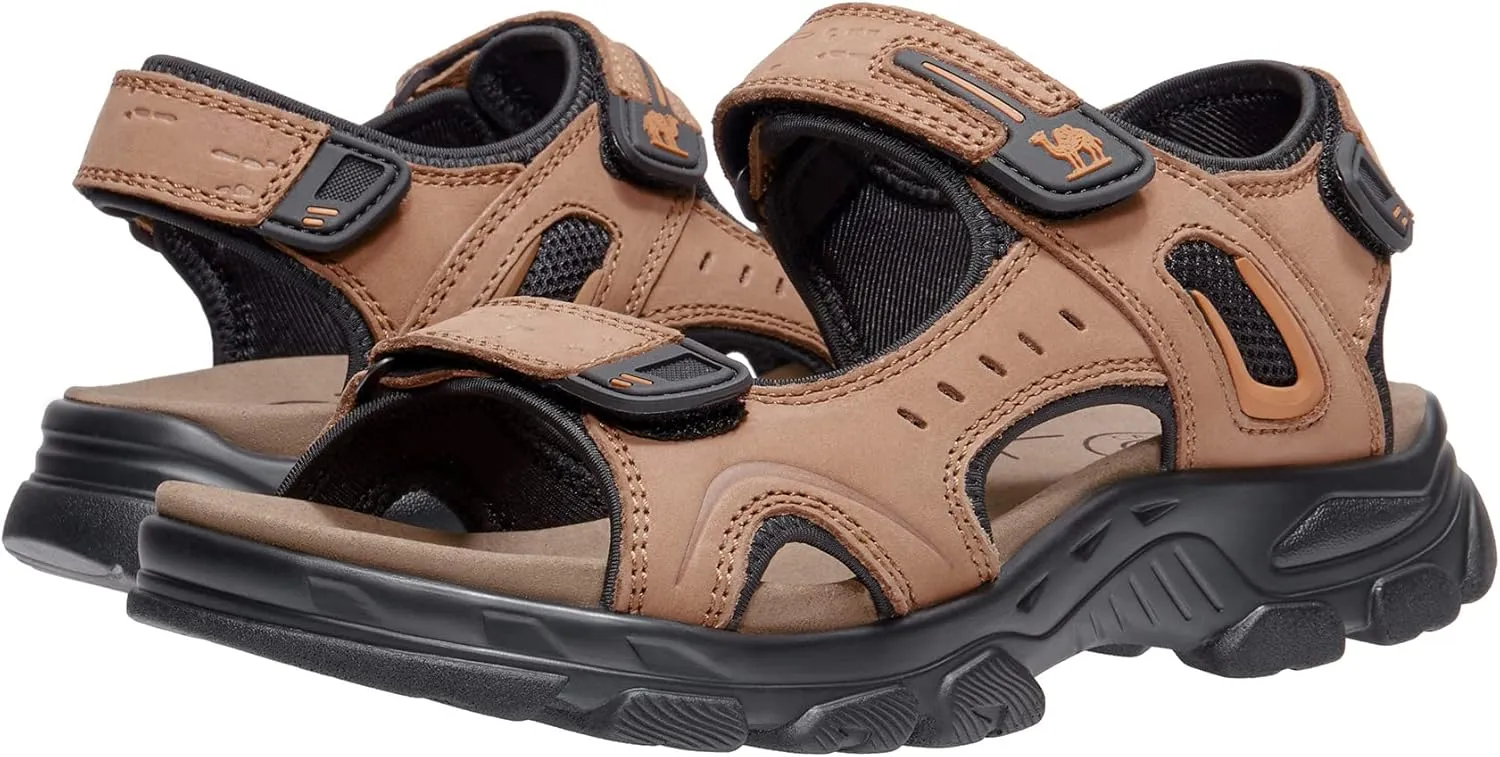 CAMEL CROWN Men's Leather Sandals Hiking Outdoor Water Beach Sports Mens Sandals for Summer with Open Toe Adjustable Straps