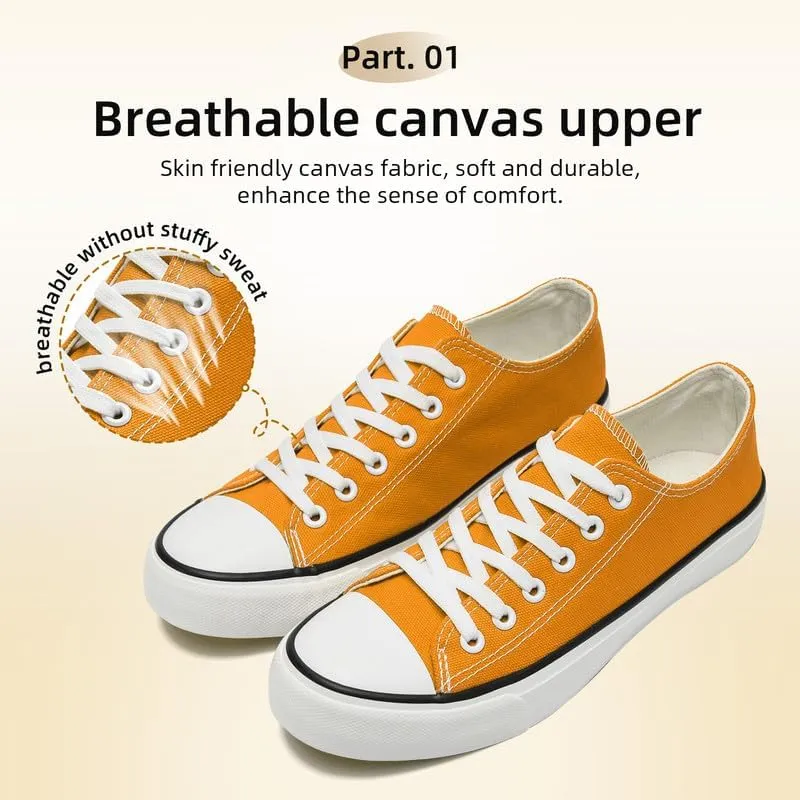 Canvas Shoes for Women Men Low Top Lace Up Sneakers Canvas Fashion Sneakers Classic Casual Walking Shoes Comfortable Breathable
