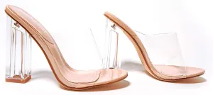 Cape Robbin Open Toe Clear Transparent Lucite Wedge Heel Mules Pump Sandals