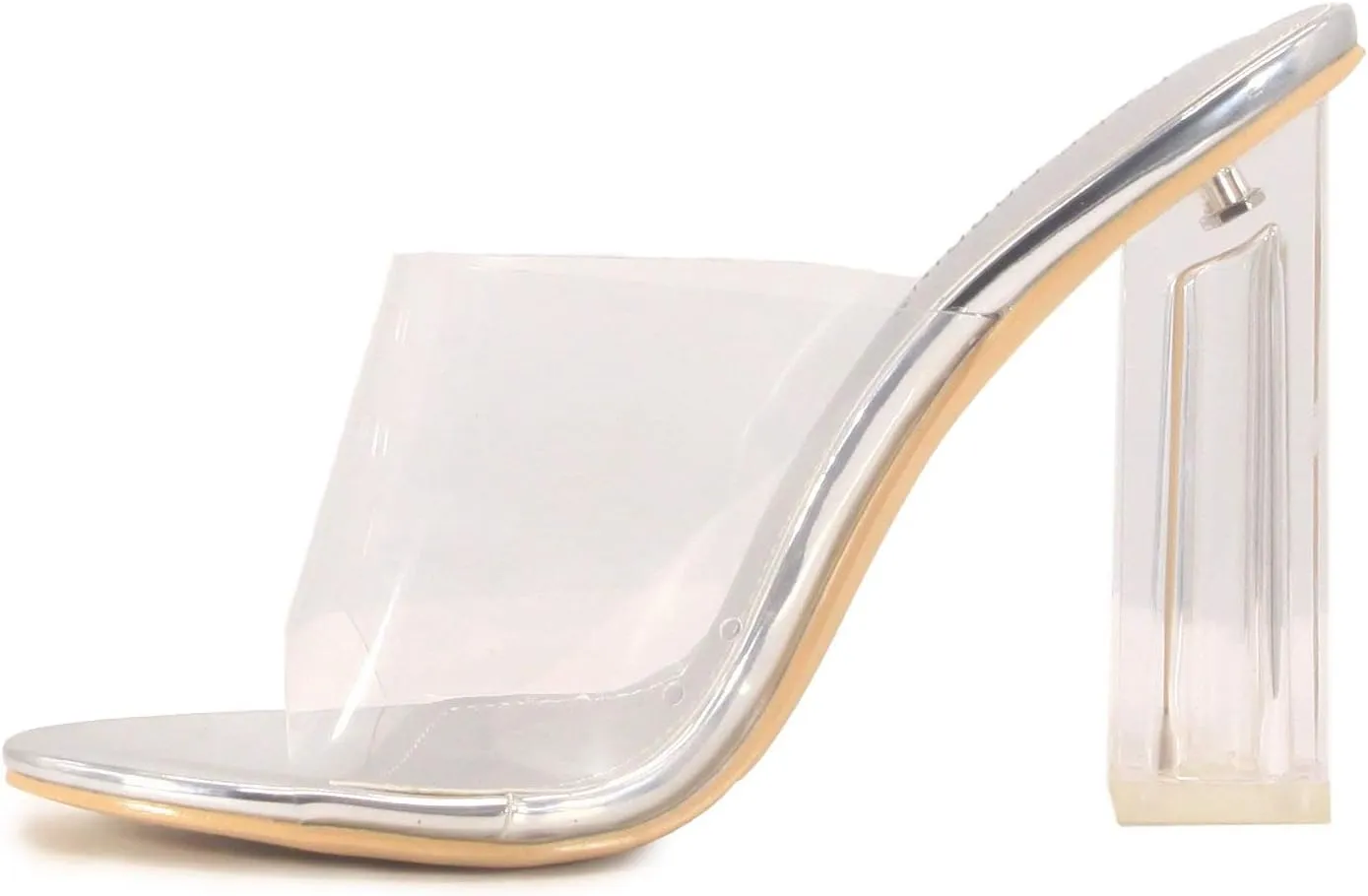 Cape Robbin Open Toe Clear Transparent Lucite Wedge Heel Mules Pump Sandals