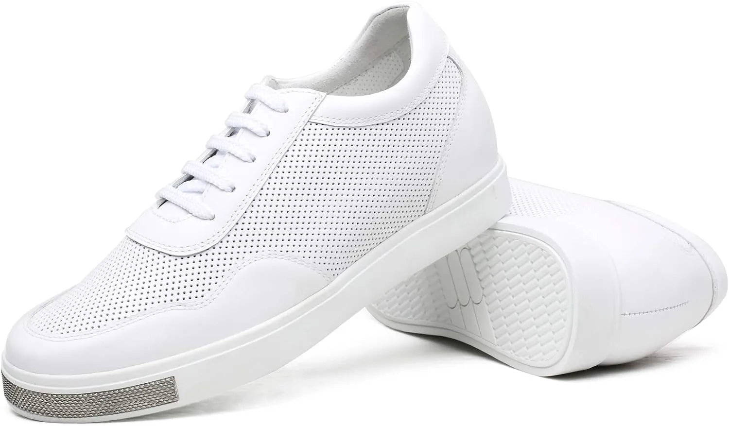 CHAMARIPA Men's Invisible Height Increasing Elevator Shoes Lace-Up Fashion Casual Comfortable Sneakers Genuine Leather Lifting Shoes That Make You 2.36/2.76 Inches Taller Handcrafted