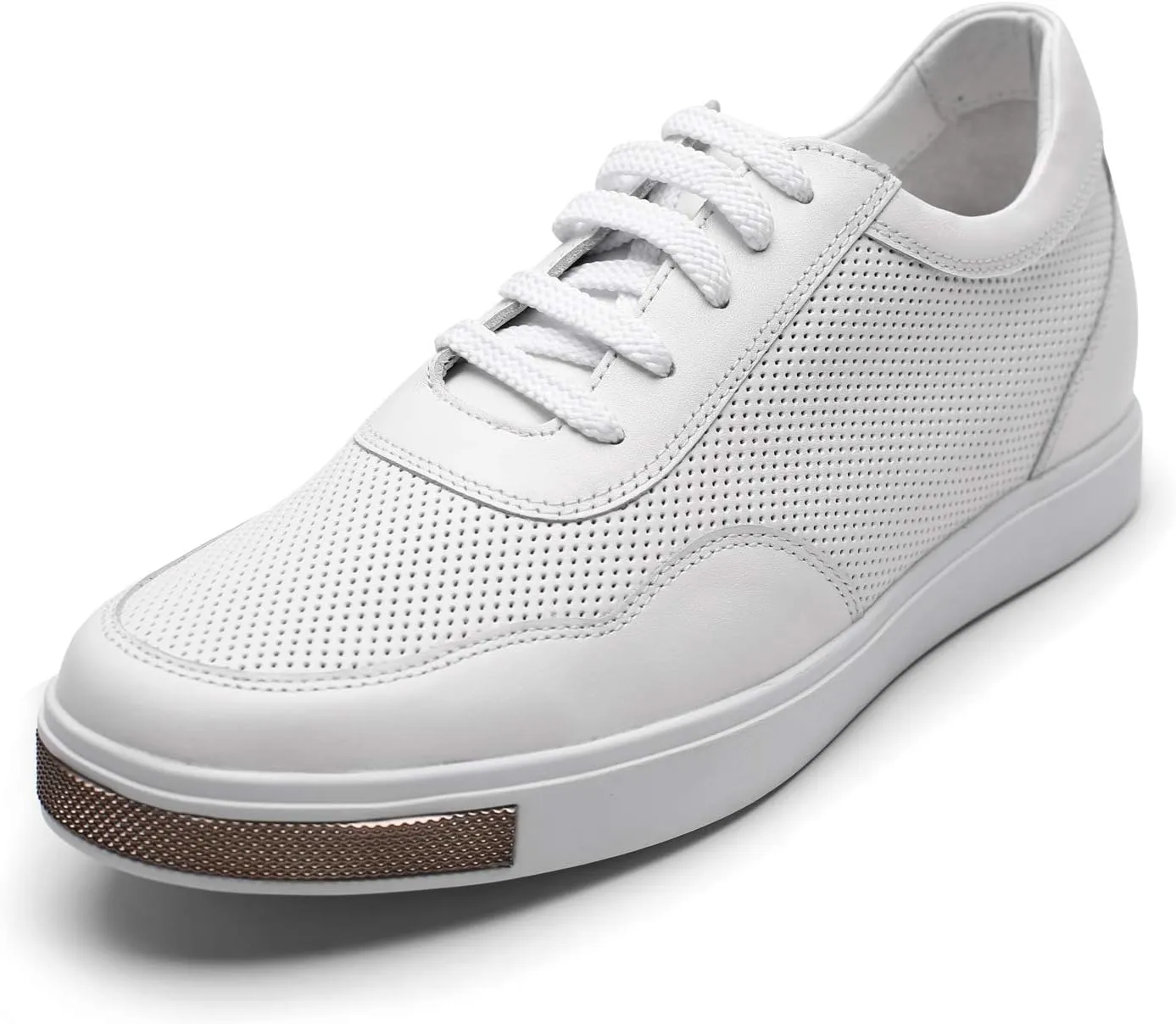 CHAMARIPA Men's Invisible Height Increasing Elevator Shoes Lace-Up Fashion Casual Comfortable Sneakers Genuine Leather Lifting Shoes That Make You 2.36/2.76 Inches Taller Handcrafted