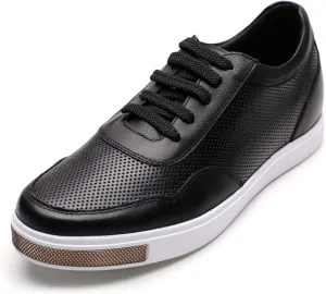 CHAMARIPA Men's Invisible Height Increasing Elevator Shoes Lace-Up Fashion Casual Comfortable Sneakers Genuine Leather Lifting Shoes That Make You 2.36/2.76 Inches Taller Handcrafted