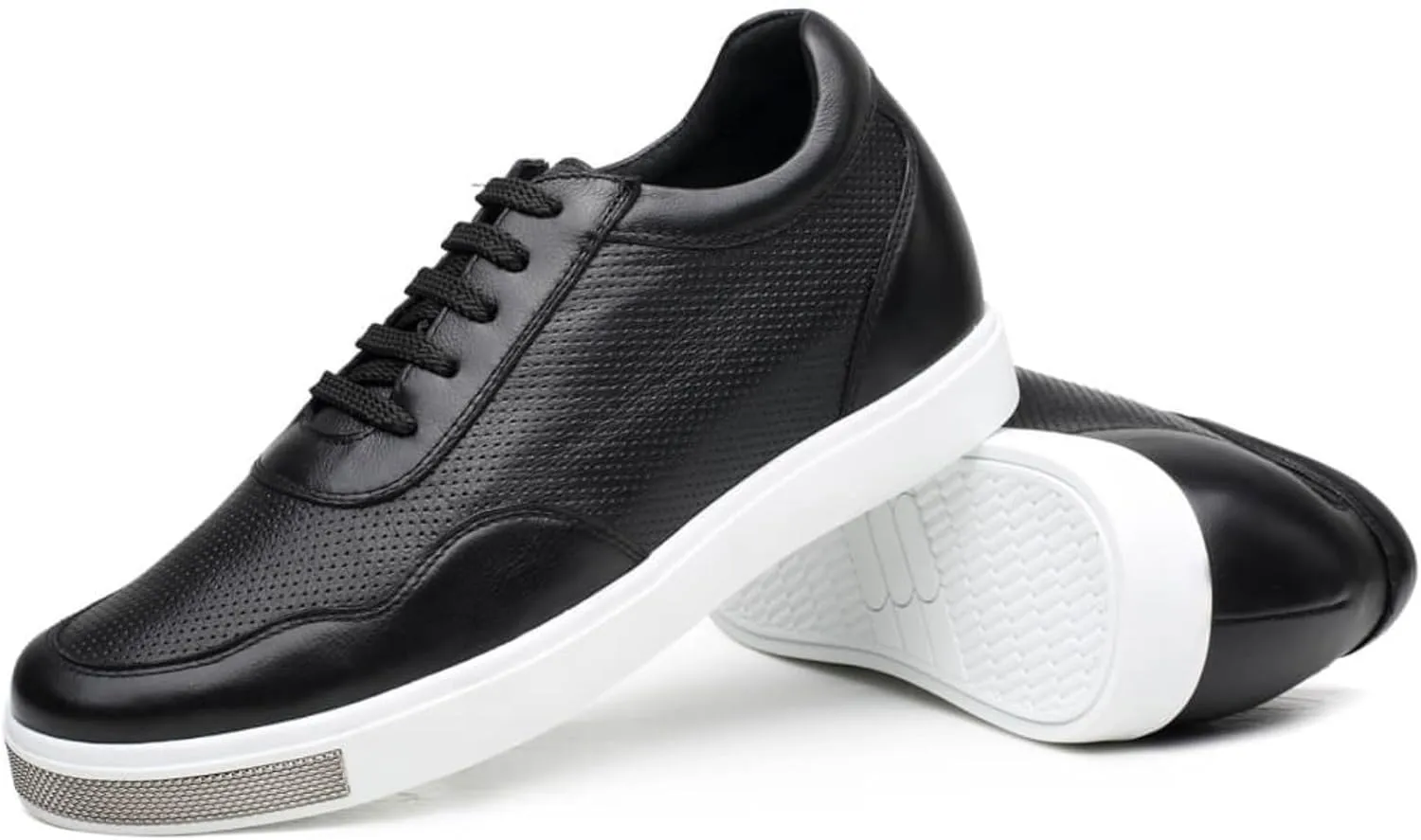 CHAMARIPA Men's Invisible Height Increasing Elevator Shoes Lace-Up Fashion Casual Comfortable Sneakers Genuine Leather Lifting Shoes That Make You 2.36/2.76 Inches Taller Handcrafted