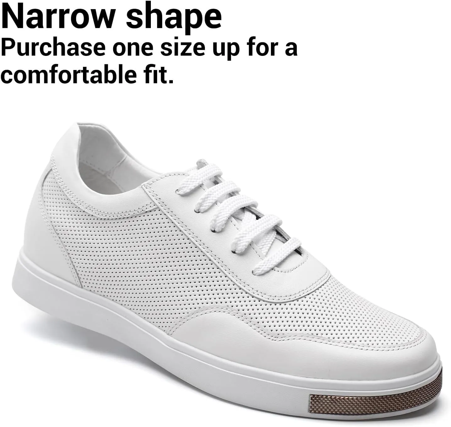 CHAMARIPA Men's Invisible Height Increasing Elevator Shoes Lace-Up Fashion Casual Comfortable Sneakers Genuine Leather Lifting Shoes That Make You 2.36/2.76 Inches Taller Handcrafted
