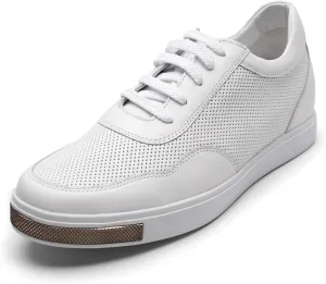 CHAMARIPA Men's Invisible Height Increasing Elevator Shoes Lace-Up Fashion Casual Comfortable Sneakers Genuine Leather Lifting Shoes That Make You 2.36/2.76 Inches Taller Handcrafted