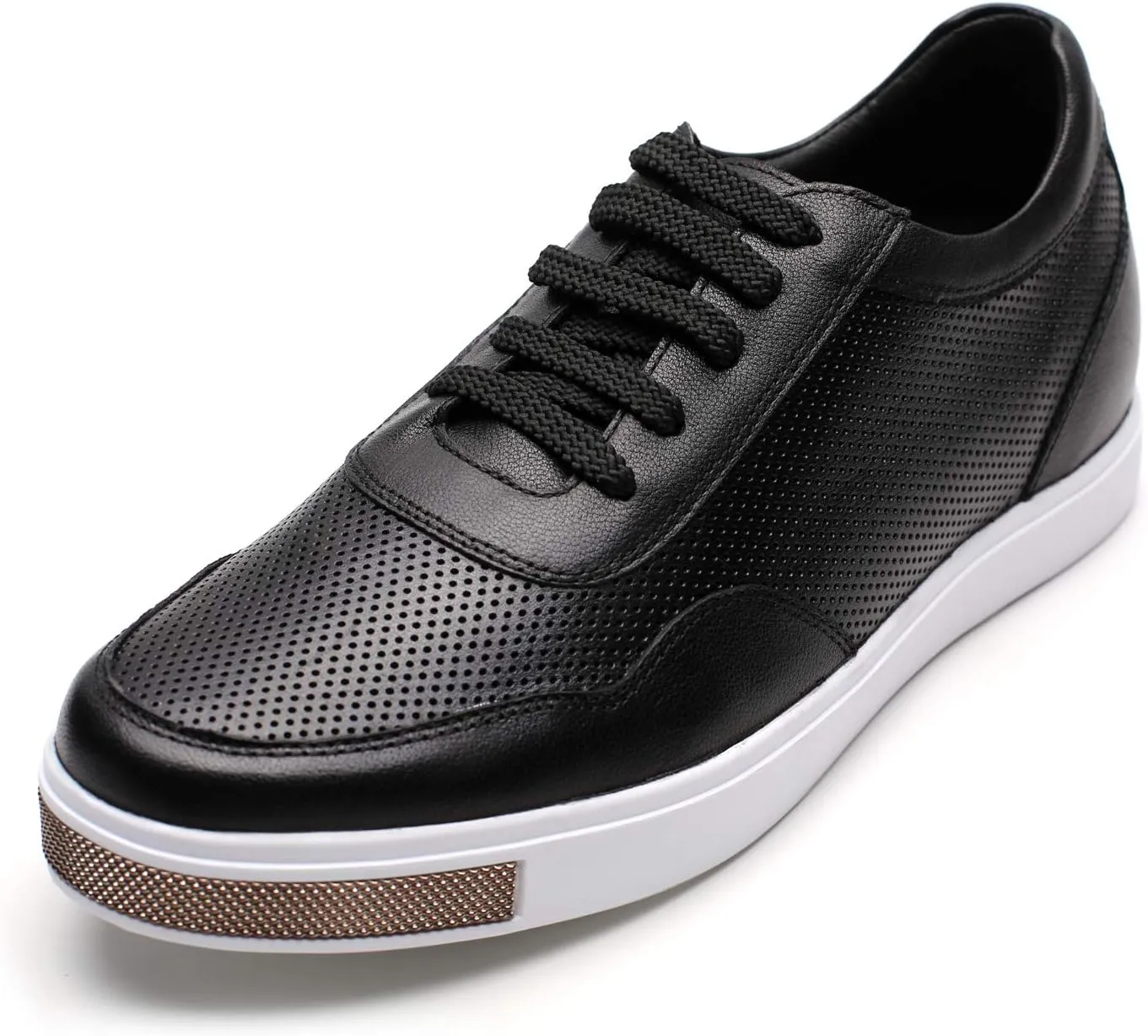 CHAMARIPA Men's Invisible Height Increasing Elevator Shoes Lace-Up Fashion Casual Comfortable Sneakers Genuine Leather Lifting Shoes That Make You 2.36/2.76 Inches Taller Handcrafted