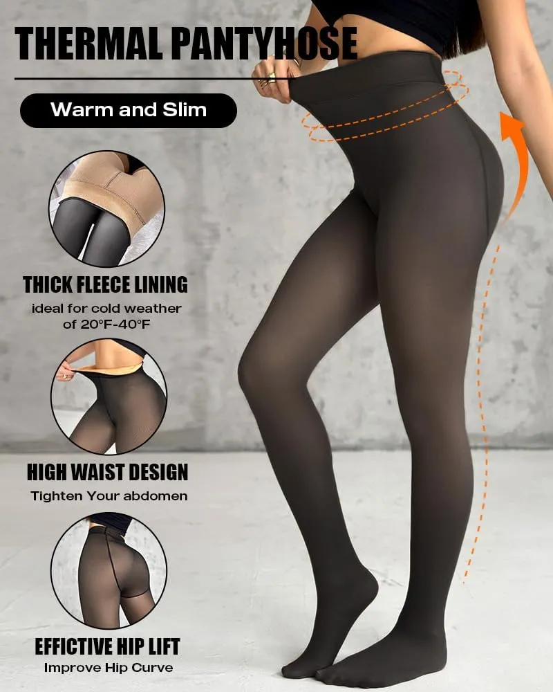 CHICME BEST SHOPPING DEALS Chic Me 2-Pack Magic Fleece Lined Leggings Thermal Pantyhose High Waist Leggings Tights